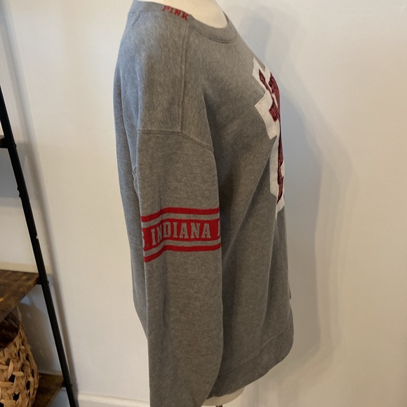 Victoria Secret PINK XS Gray Maroon IU Indiana Hoosiers L/S Bling Sequin Shirt - Picture 3 of 8